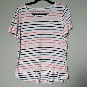 Maurice's 24/7 Multicolored Stripe Crew Neck Short Sleeve Tee XL